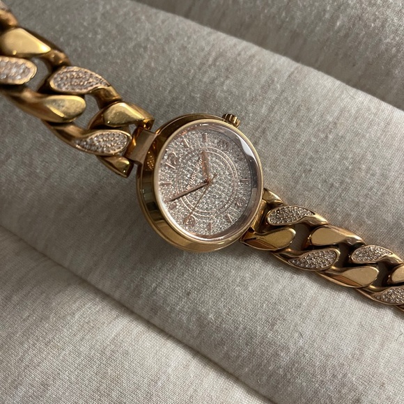 Michael Kors Women’s Gold Pave Crystal Wrap Watch - Picture 3 of 5